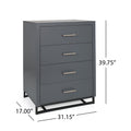 4 Drawer Chest Charcoal Grey Mdf