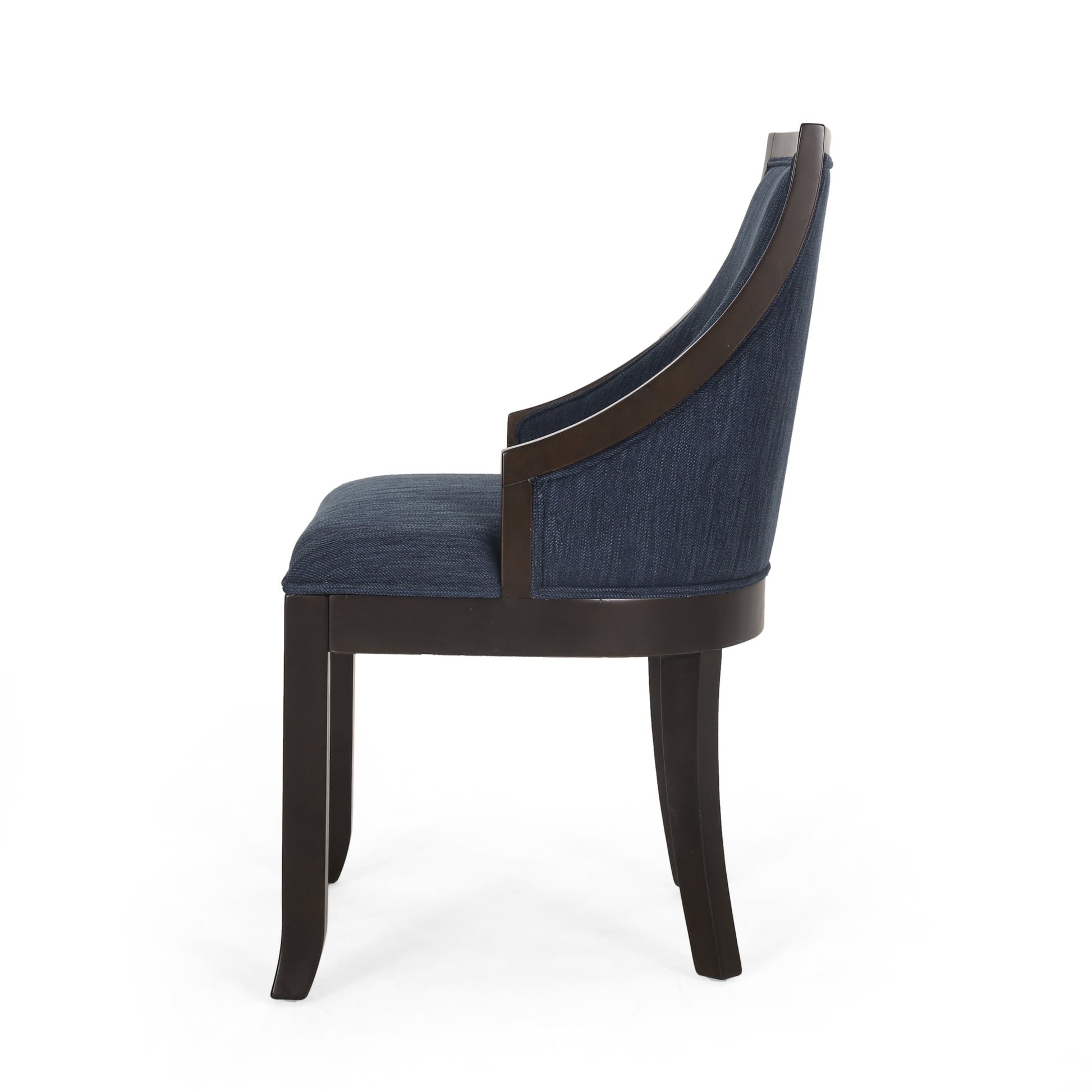 Dinning Chair Mp2 Set Of 2 Navy Blue Wood Fabric