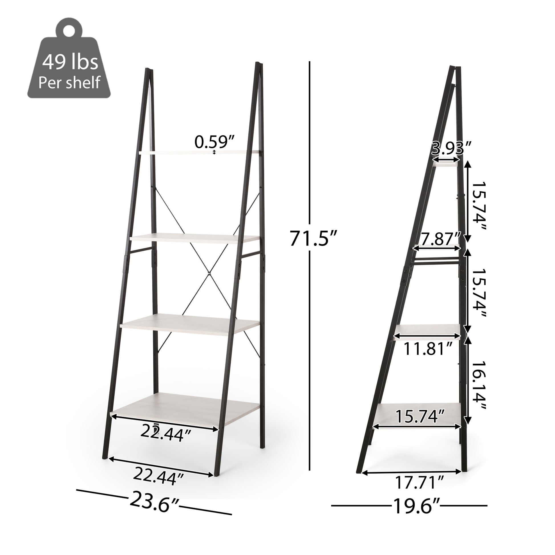 Bookshelf White Black Mdf