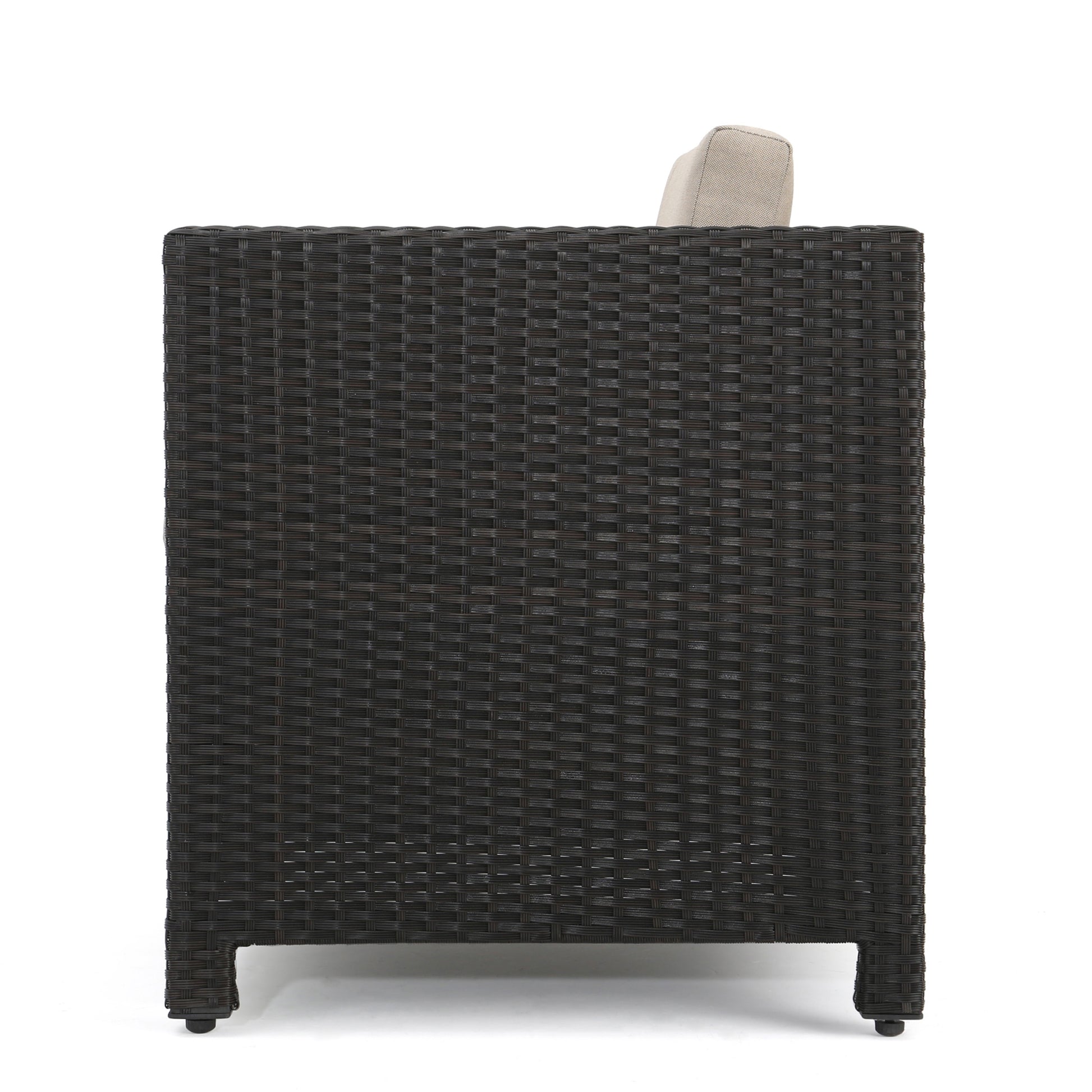 Puerta 4Pc Set Dark Brown Rattan Fabric