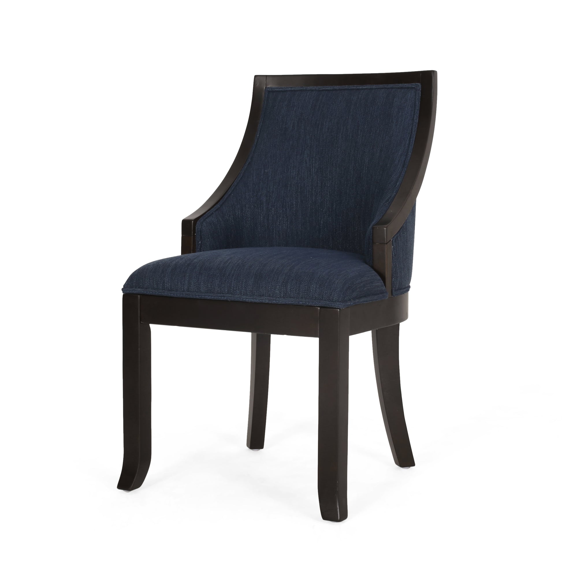 Dinning Chair Mp2 Set Of 2 Navy Blue Wood Fabric