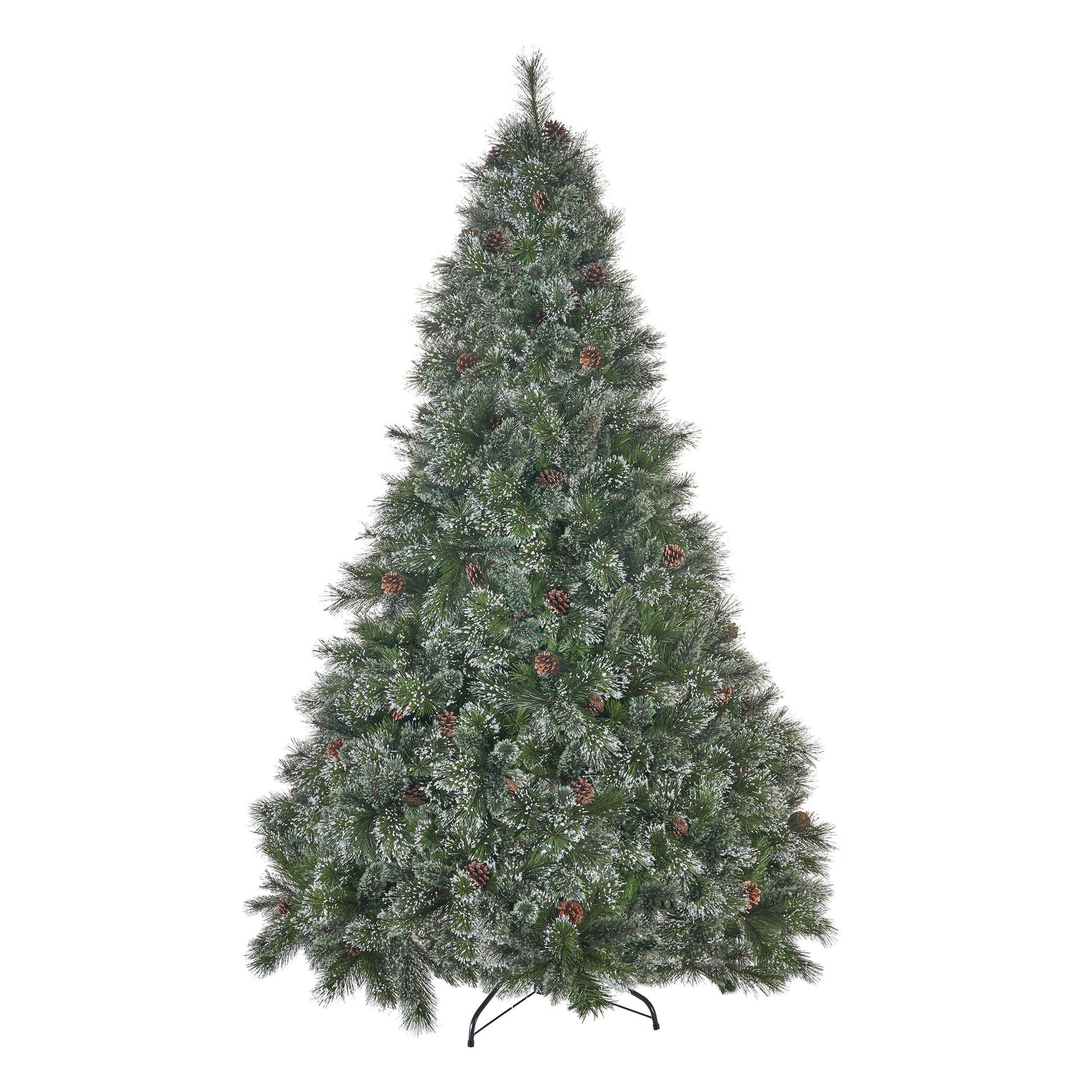 7' Faux Cashmere And Snow Bristle Mixed Tree With 75 Pine Cones And 1233 Tips,Dia.:59 Green Pvc