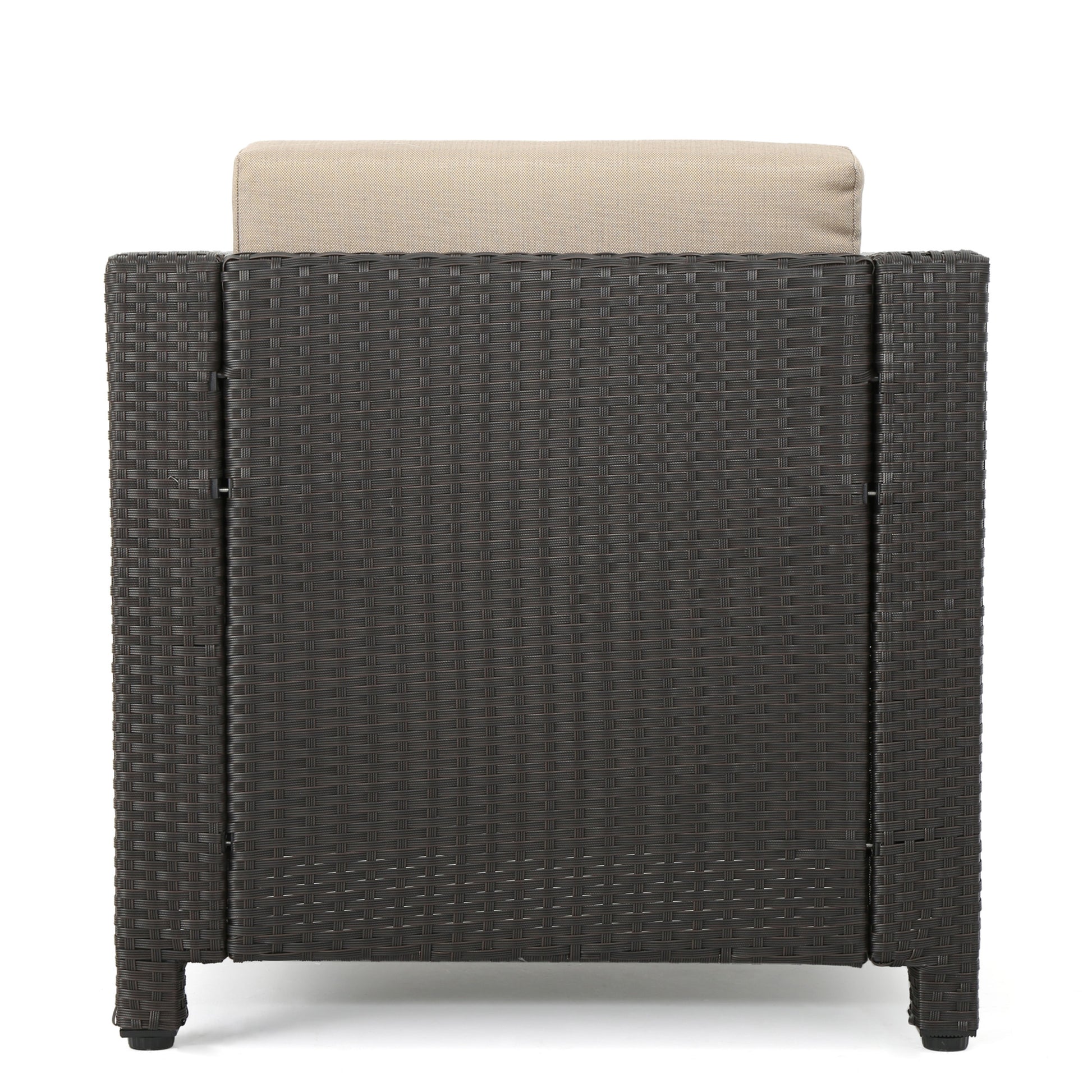 Puerta Club Chair Mp1 Brown Beige Rattan Waterproof Fabric Metal