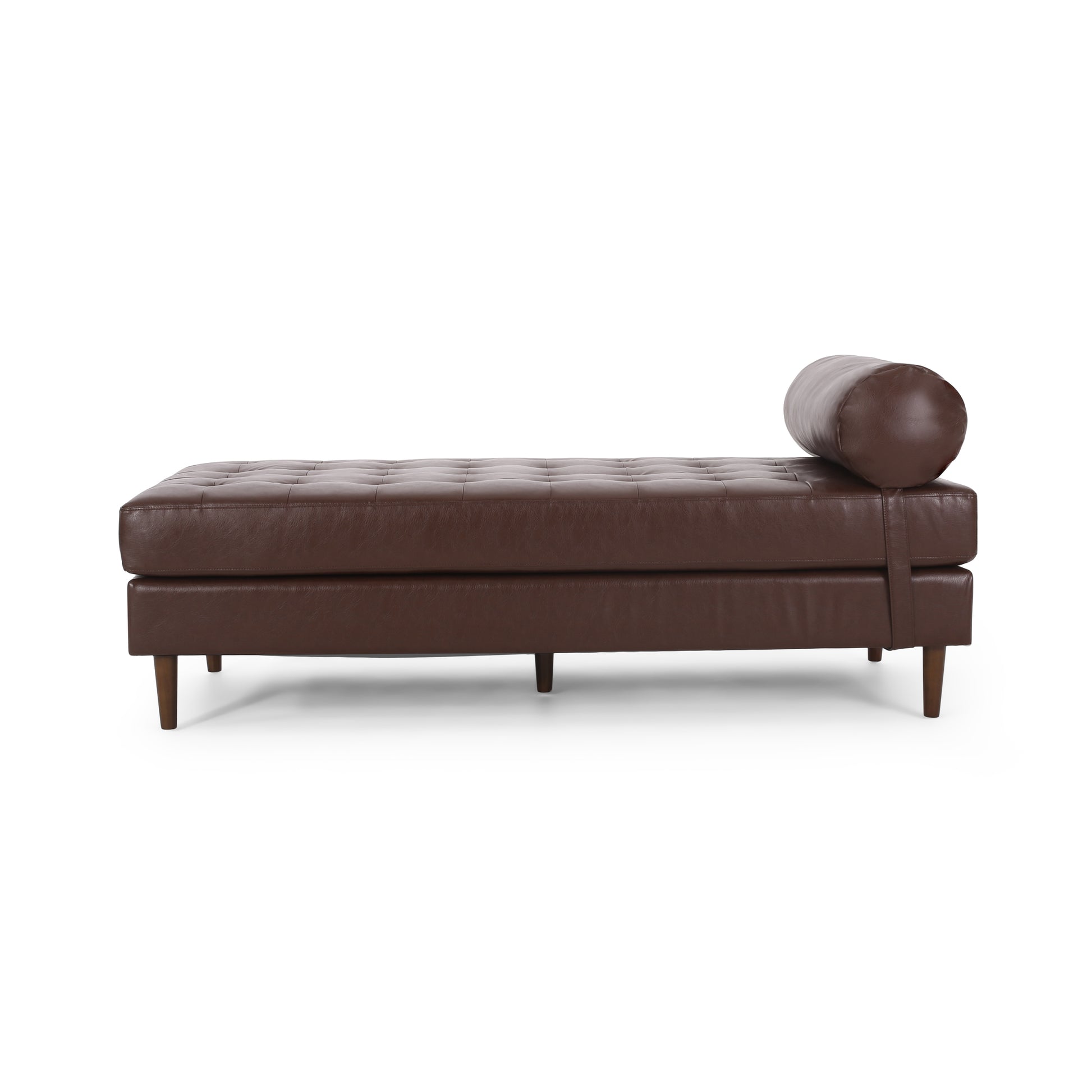 Chaise Lounge Dark Brown Pu