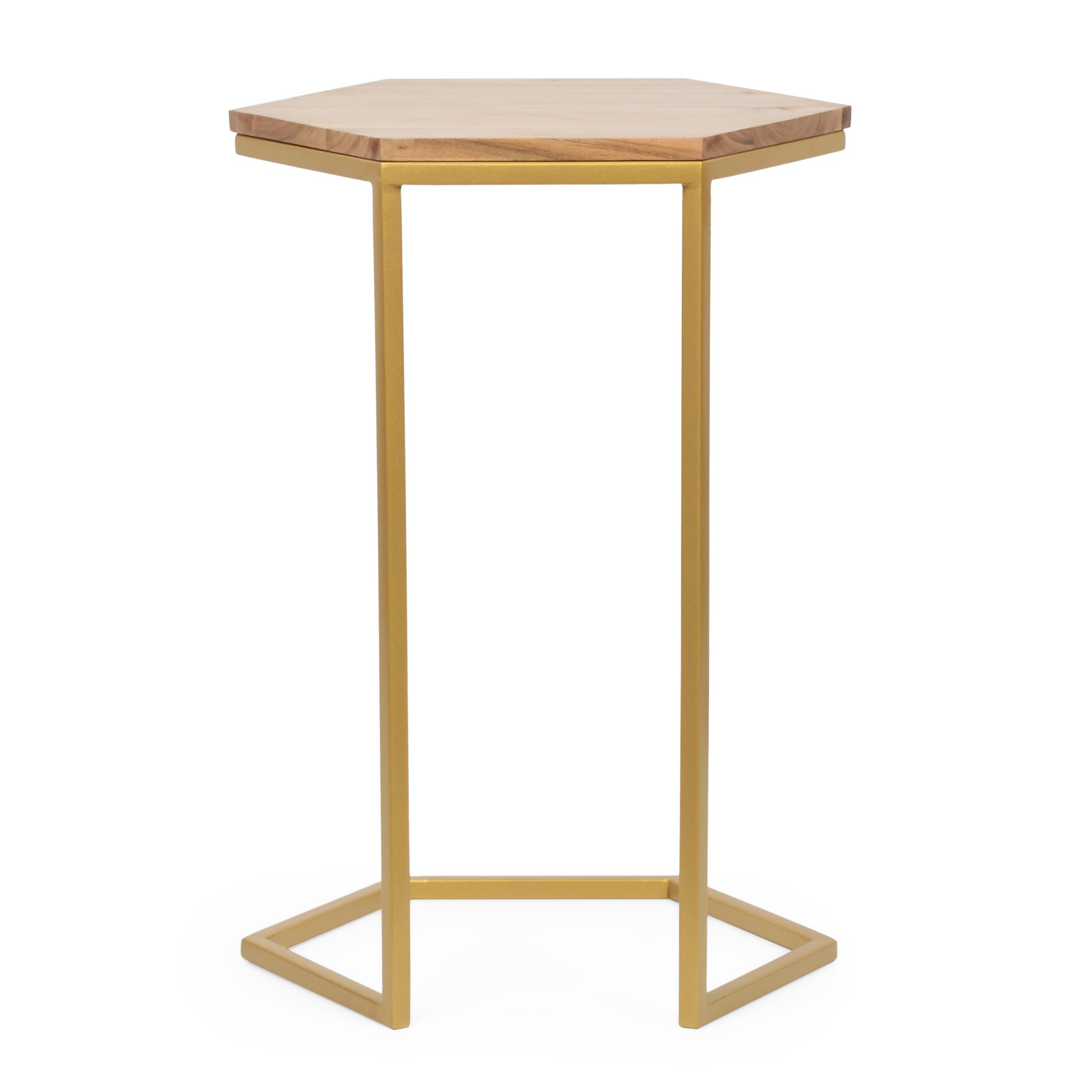 End Table Set Of 3 Natural Wood Metal