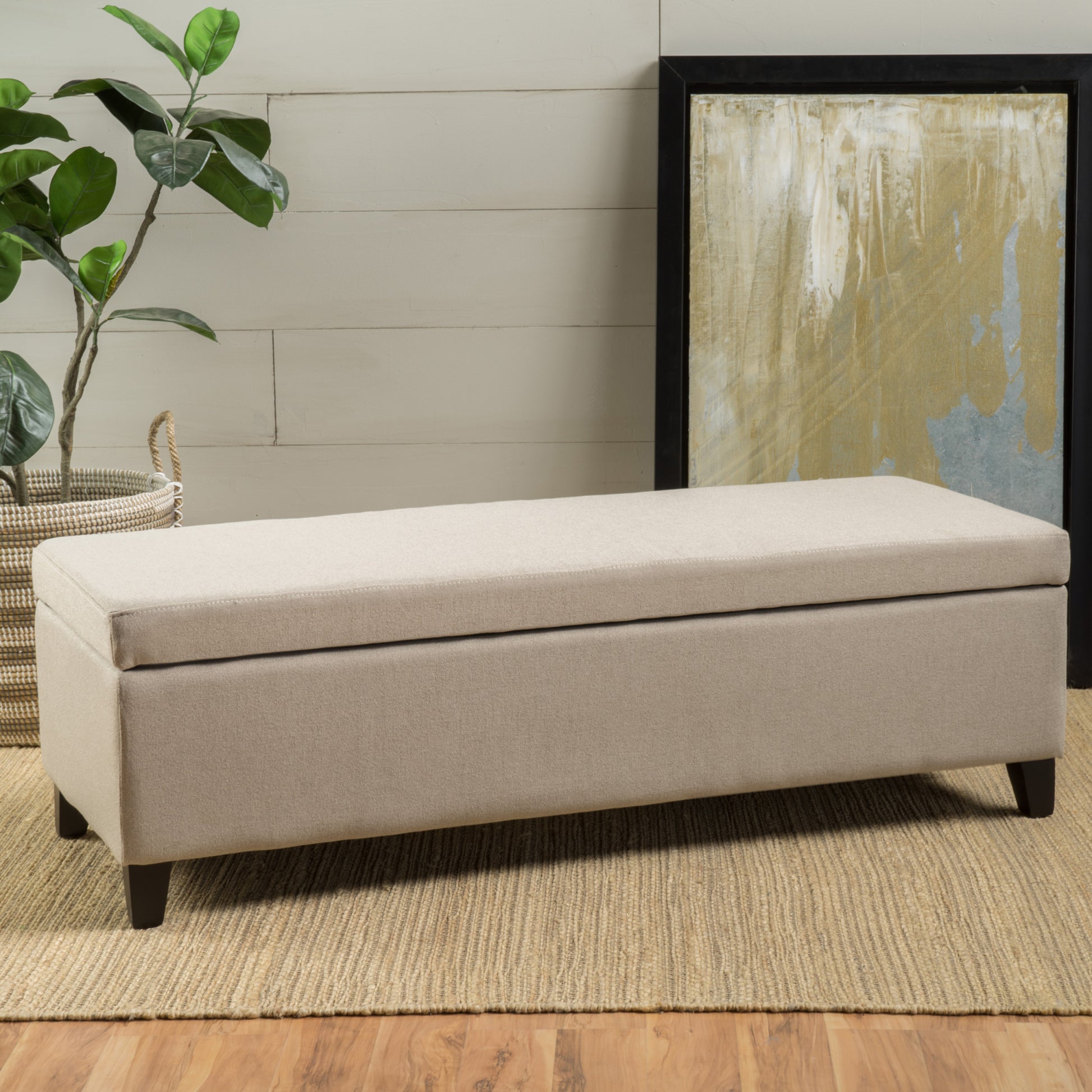 Hartford Storage Ottoman Wheat Fabric