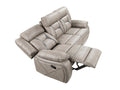Tyson Recliner Sofa With Drop Down Table Pearl Silver Gray Faux Leather 3 Seat