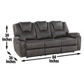 Katrine Pu Manual Sofa Charcoal Black Faux Leather 3 Seat