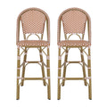 Wicker Bar Stool With Aluminum Frame Set Of 2 Rust Aluminium