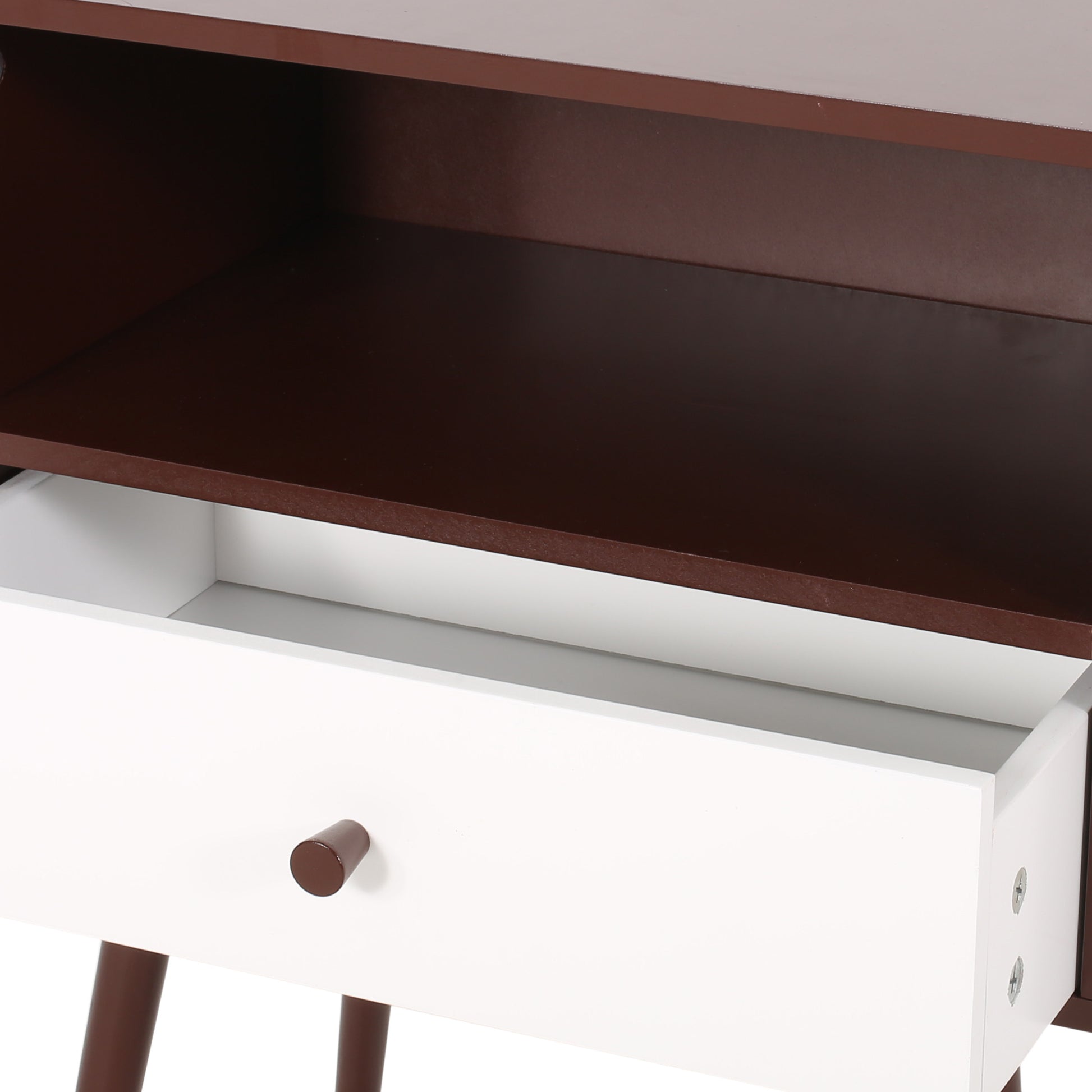 Side Table Brown White Mdf