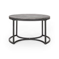 Coffee Table Set Black Silver Wood