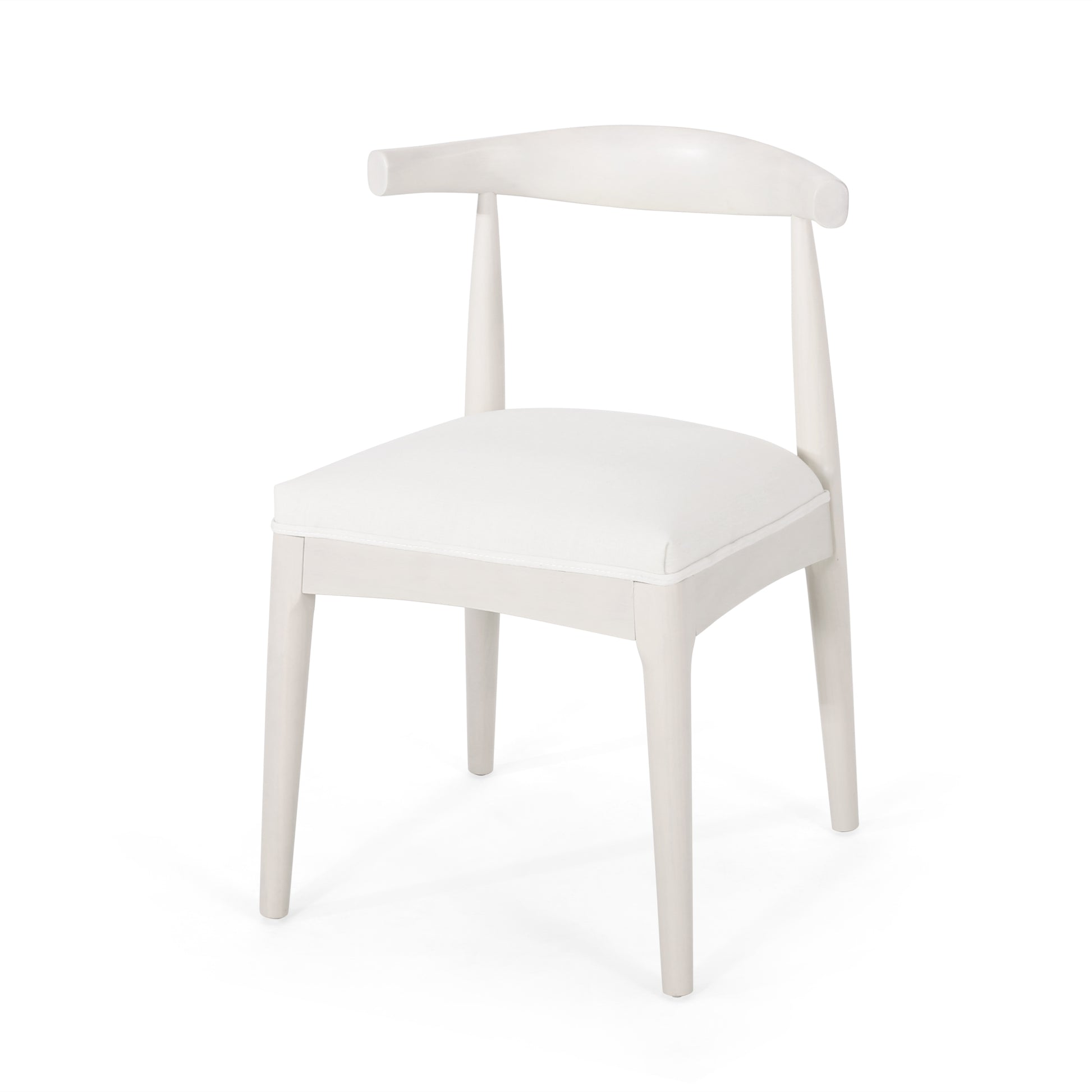 Dining Chair Set Of 2 White Fabric