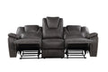 Katrine Pu Manual Sofa Charcoal Black Faux Leather 3 Seat