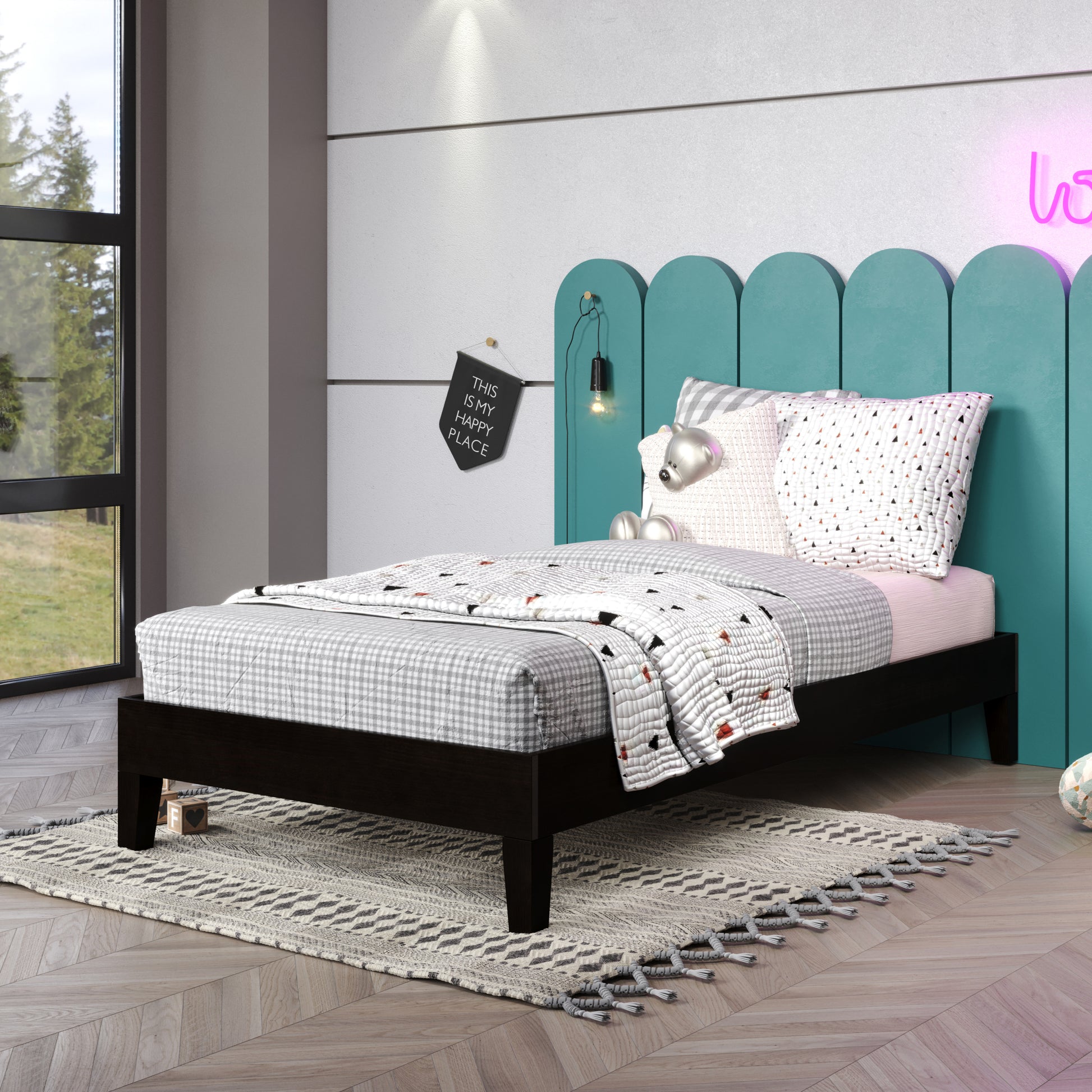 Nix Twin Platform Bed Black Twin Black Wood