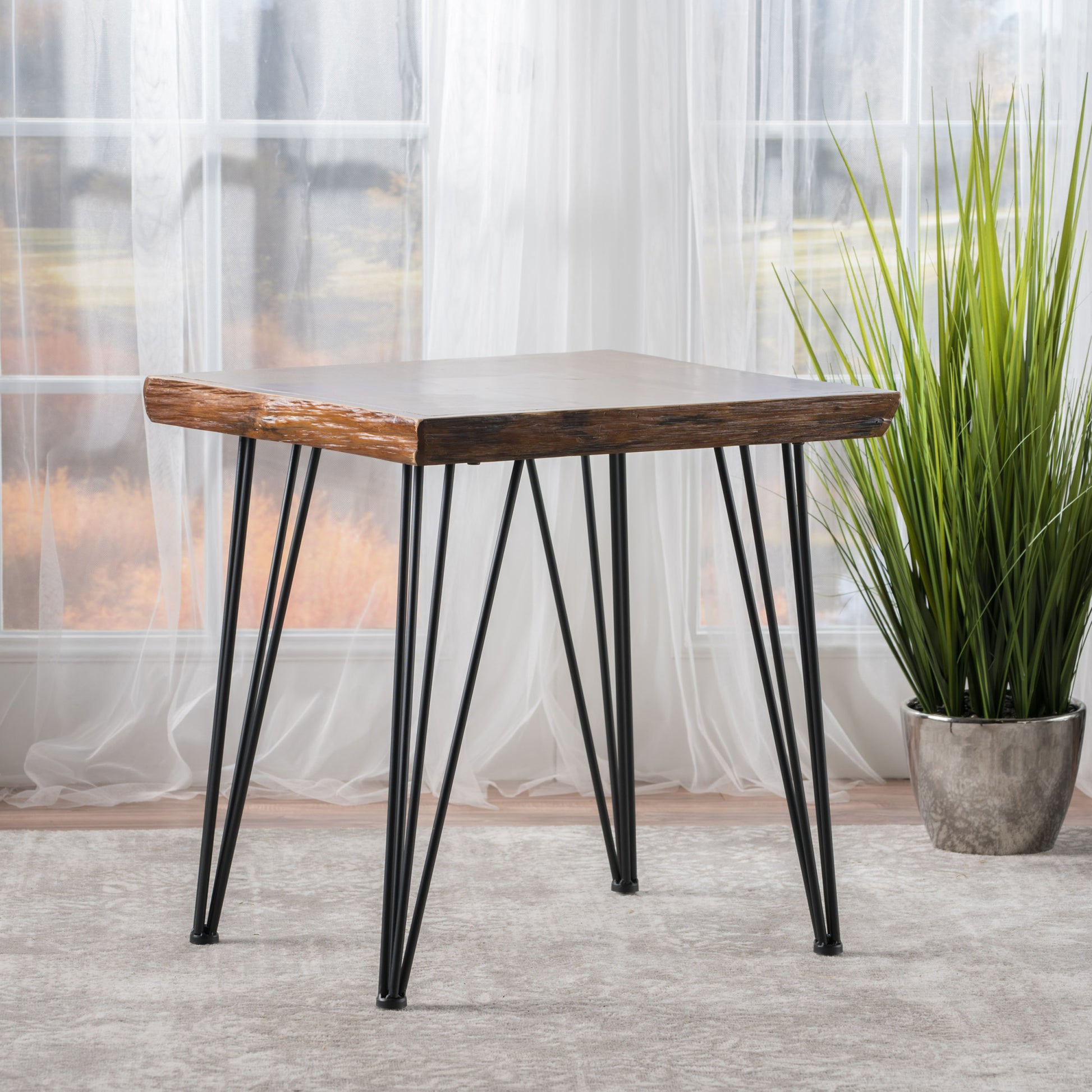 End Table Natural Metal & Wood