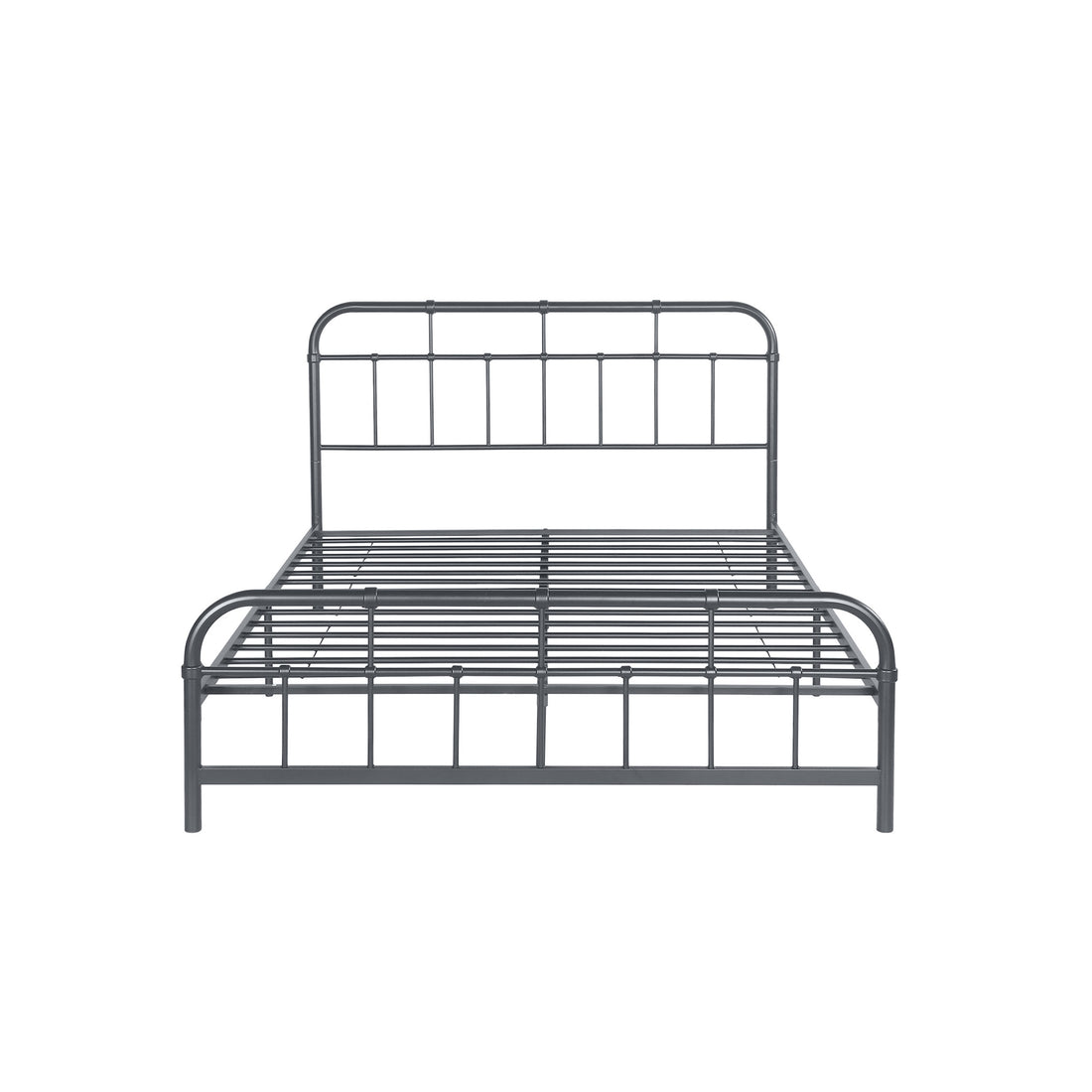 Queen Size Metal Bed Charcoal Grey Iron