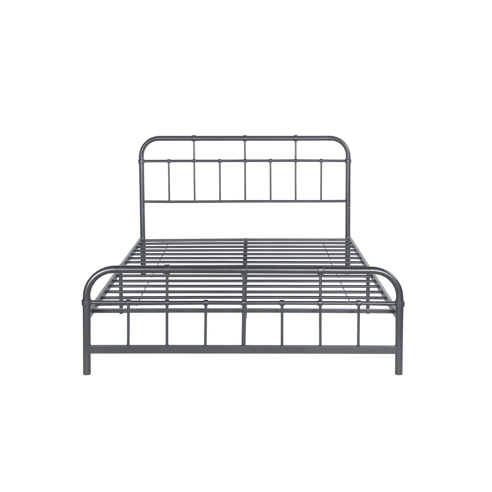 Queen Size Metal Bed Charcoal Grey Iron
