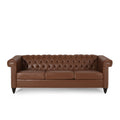 Sofa 3 Seater Light Brown Pu 3 Seat