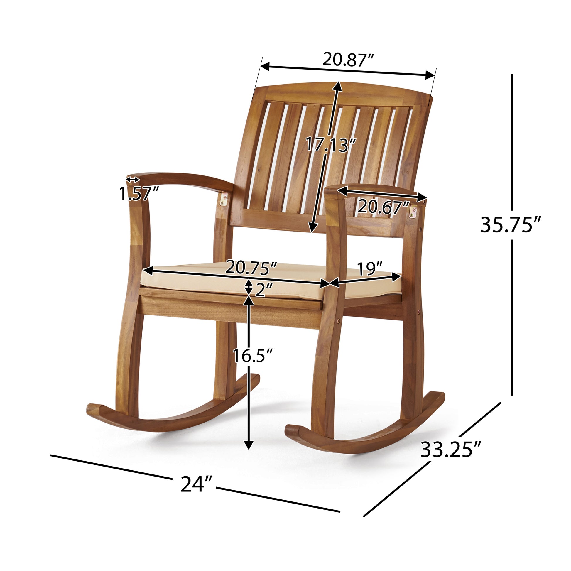 Selma Rocking Chair With Cushion Natural Cream Wood