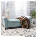 Hayes Armed Storage Bench Light Blue Fabric