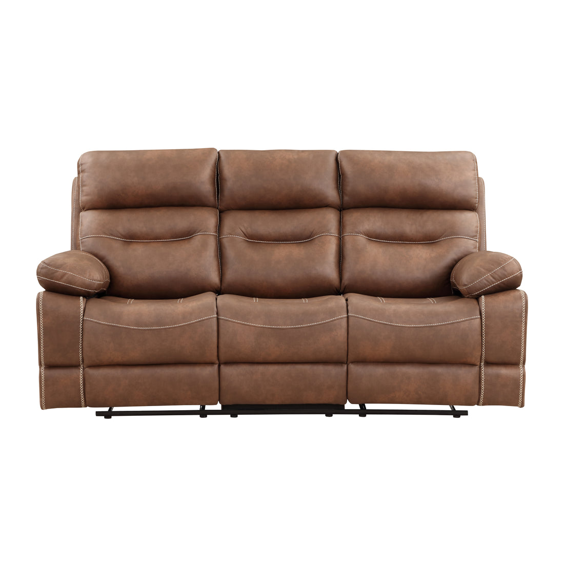 Rudger Manual Reclining Sofa Brown Dark Brown Wood 3 Seat