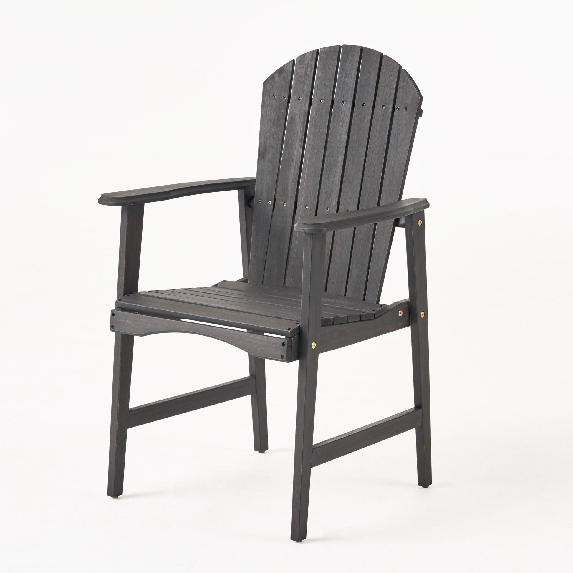 Outdoor Weather Resistant Acacia Wood Adirondack Dining Chairs Set Of 2 , Dark Gray Finish Dark Grey Acacia Wood