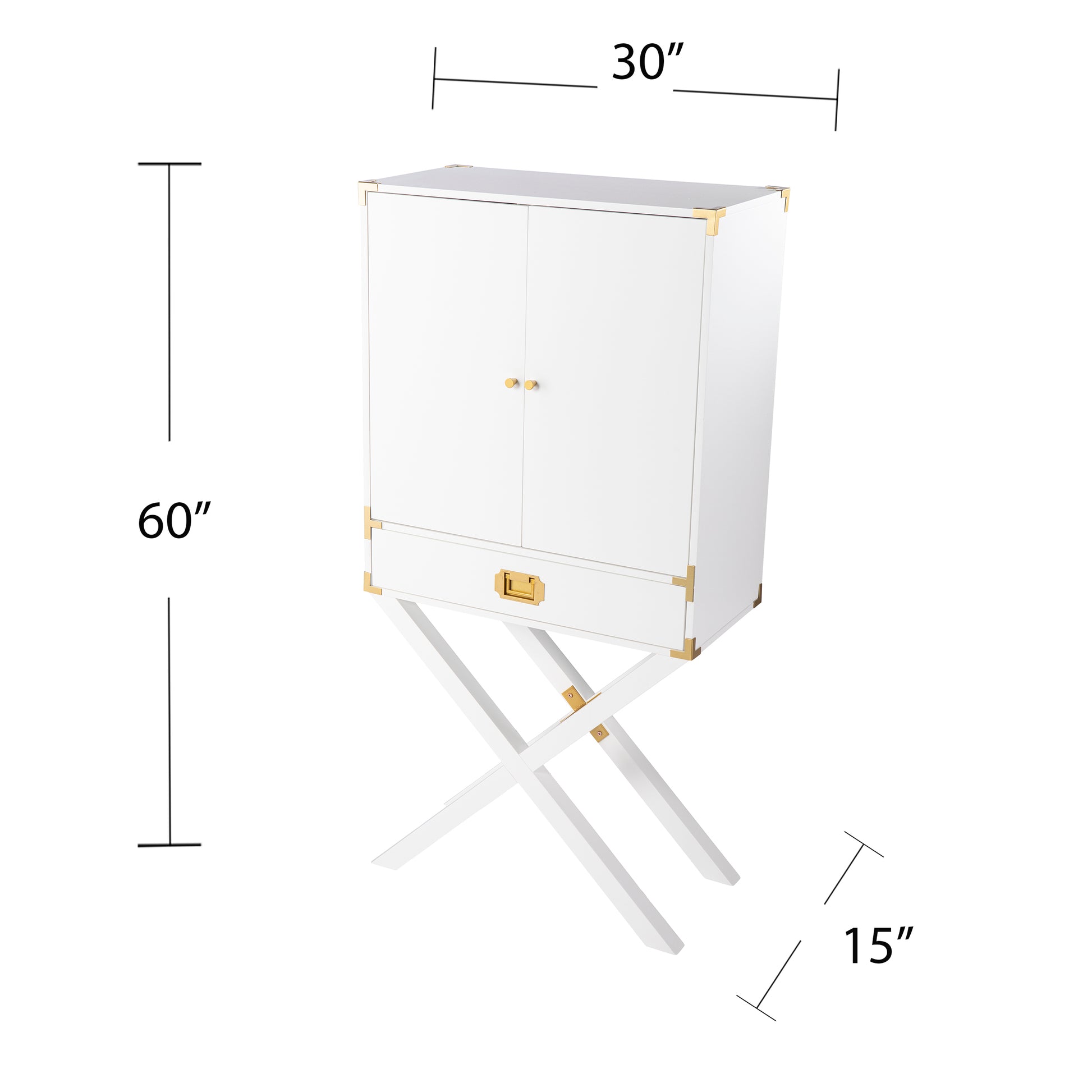 Campaign Tall Bar Cabinet W Storage White Mdf