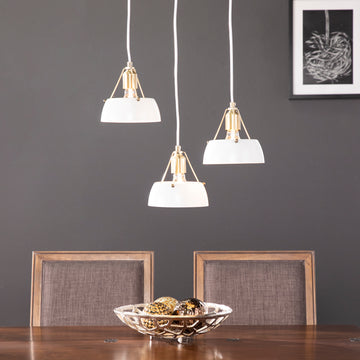 Renmarco Contemporary 3 Light Cluster Pendant White Iron