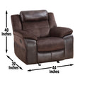 Pueblo 3 Piece Manual Reclining Living Room Set Coffee Dark Brown Faux Leather