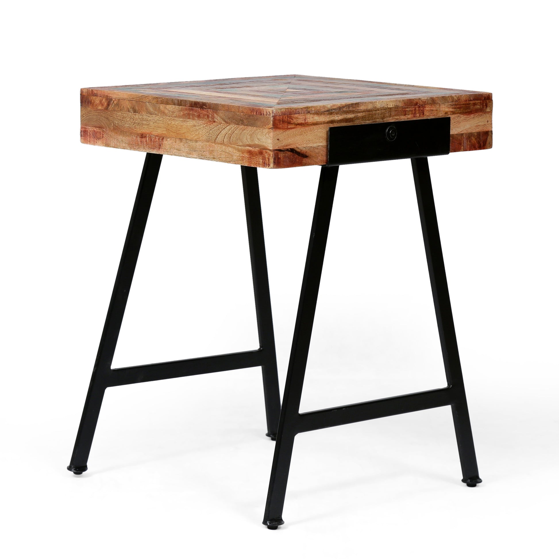 Wood & Iron End Table Natural Wood Metal