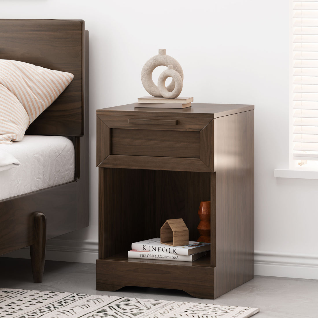 Delaney 1 Drawer Nightstand Walnut Mdf