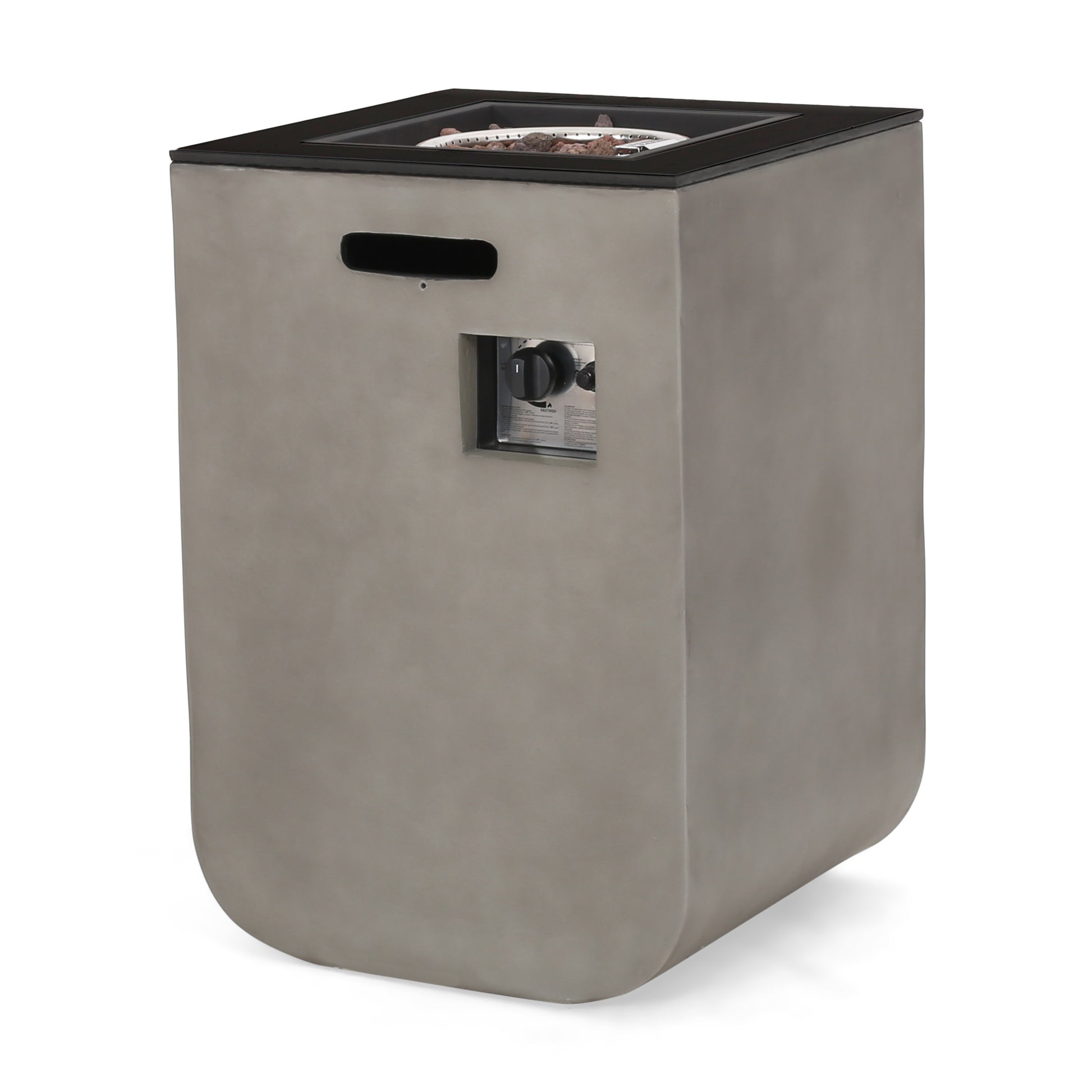 Adio 19.5" Column Mgo Fire Pit 30,000Btu Black Gray Magnesium Oxide