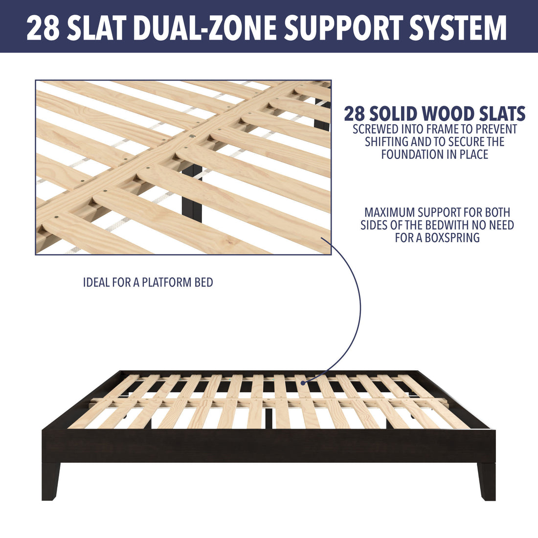 Nix King Platform Bed Black King Black Wood