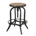 Industrial Firwood Adjustable Height Swivel Barstools Set Of 2 Natural,Pewter Metal & Wood