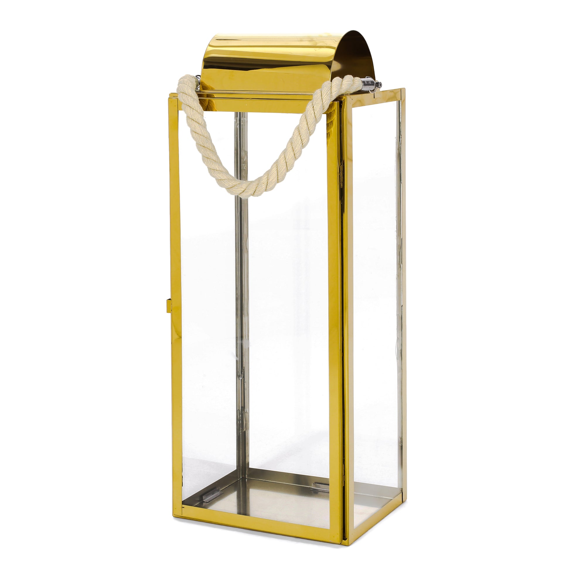 Larry 22"H Stainless Steel Lantern Gold Stainless Steel