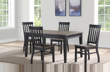 Farmhouse 5Pc Dining Set: Two Tone Finish, Cottage Style Table, Schoolhouse Chairs, Perfect For Gathering Brown Wood