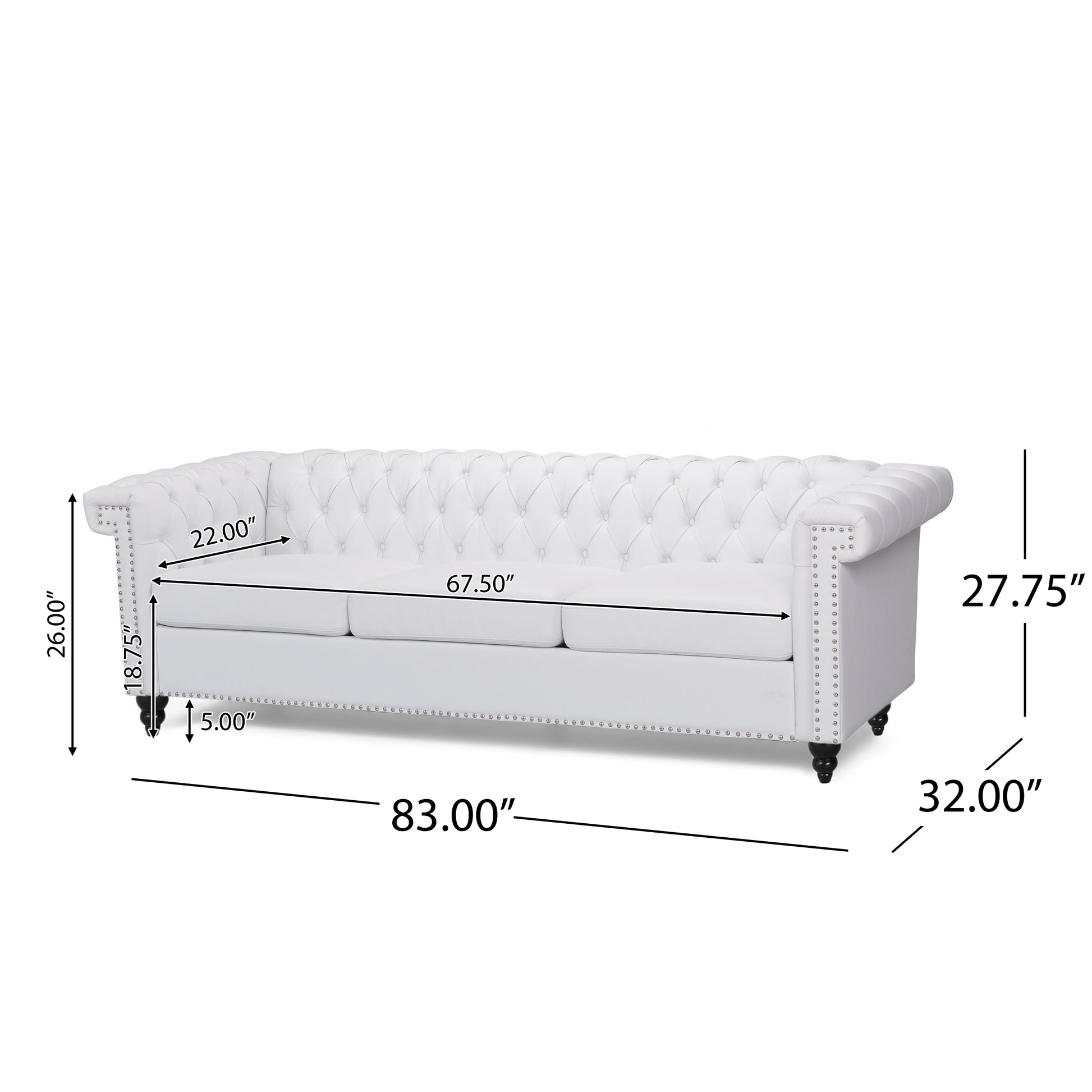 Sofa 3 Seater White Pu