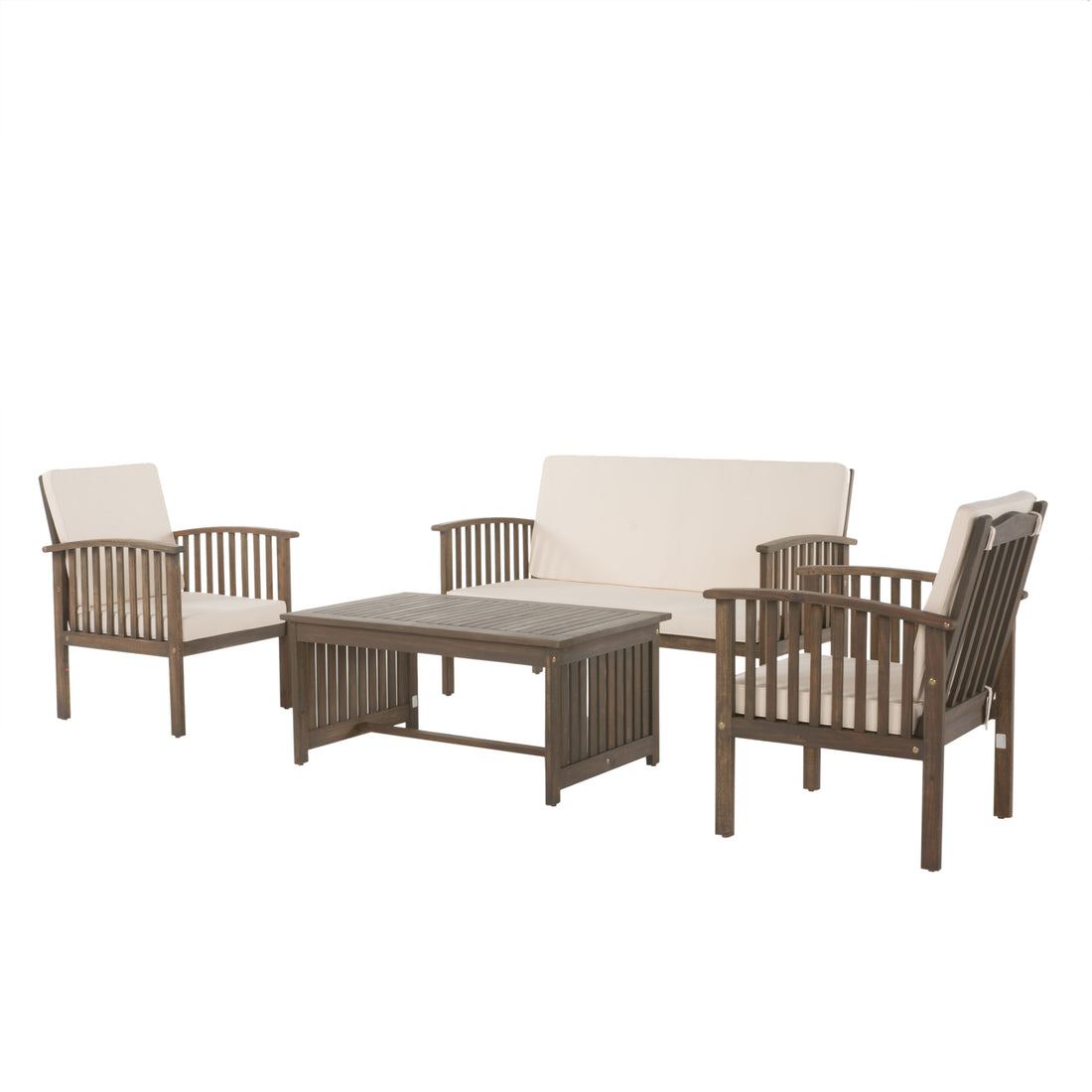 4Pc Chat Set Grey Cream Wood