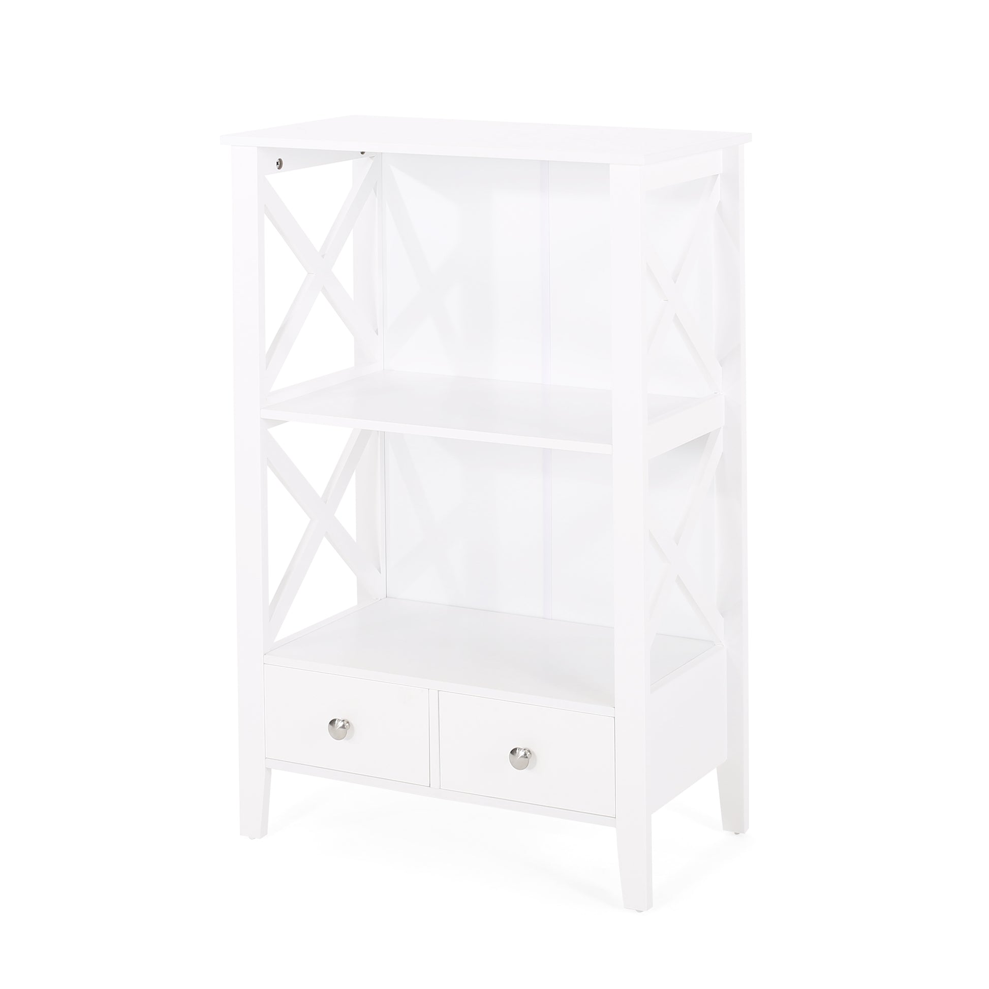 2 Drawer Storage Rack White Mdf