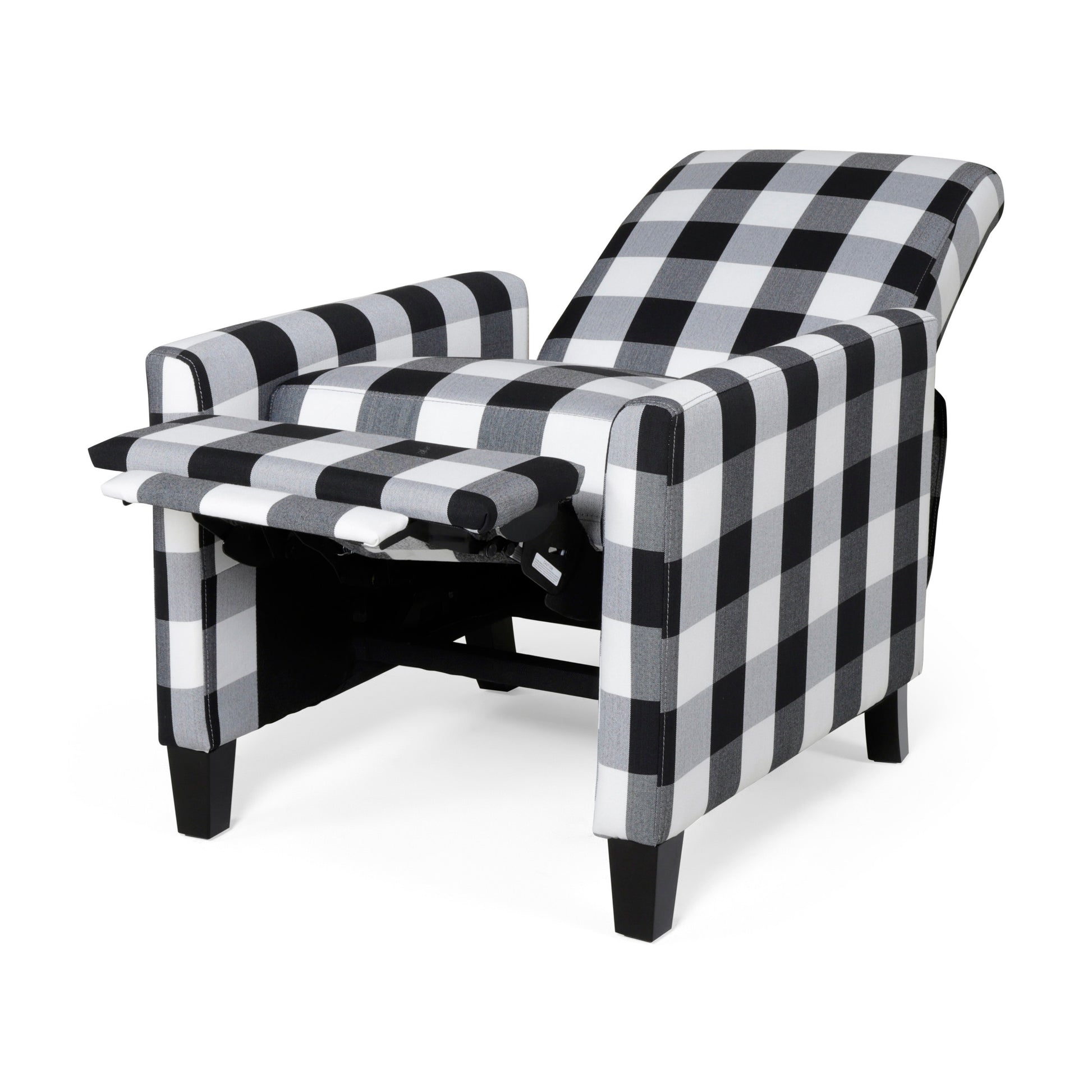 27.5" Wide Manual Club Recliner Black White Fabric