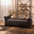 Hayes Armed Storage Bench Brown Pu