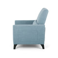 Push Back Recliner Light Blue Fabric