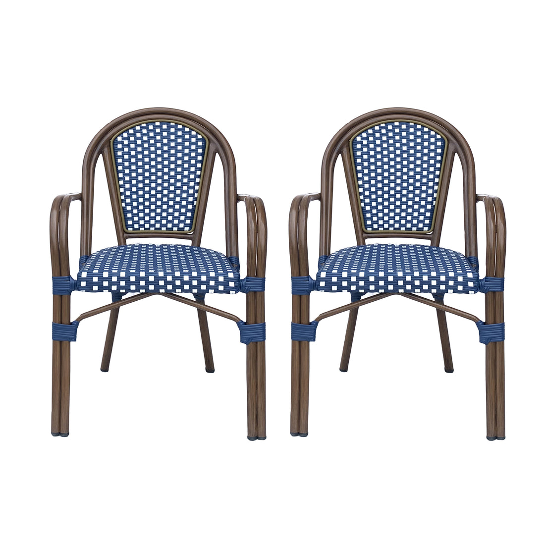 Bistro Chair White Navy Rattan