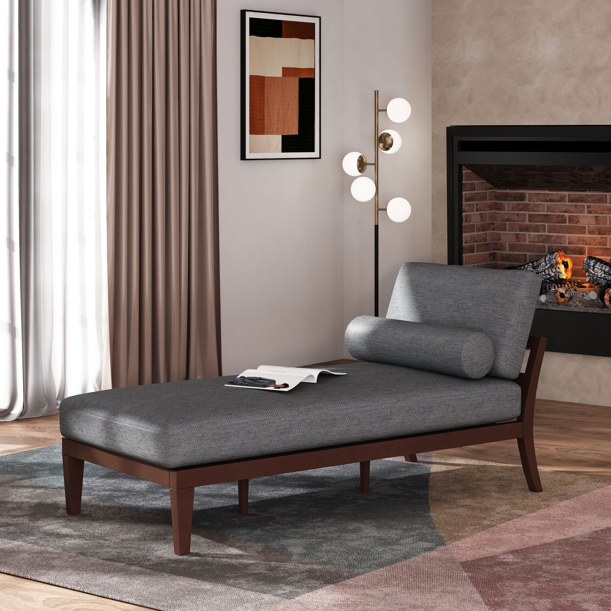 Chaise Lounge Charcoal Fabric