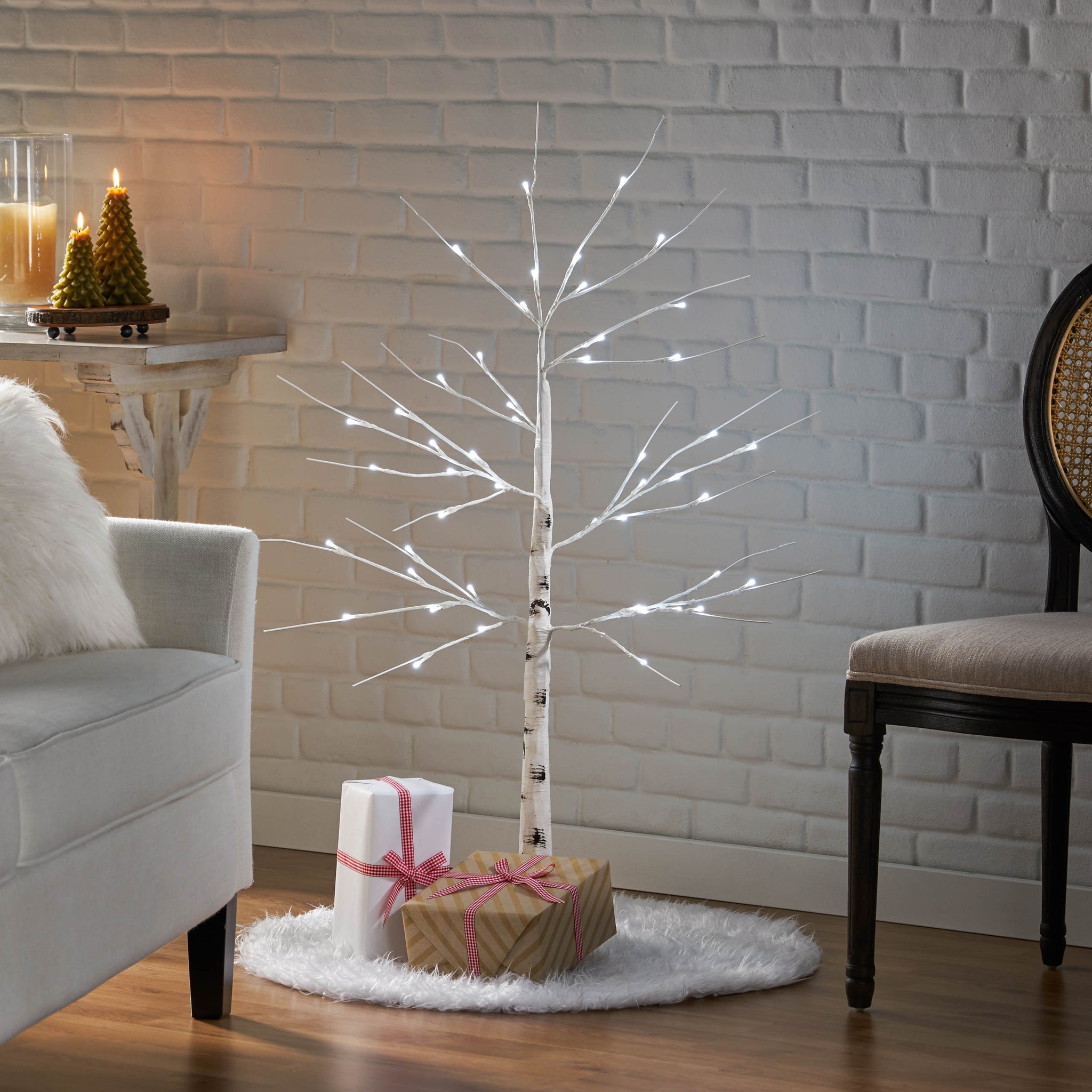 4Ft Birch Tree White Light 48Ledartificial Barkul Ip44 30V 3.6Wextended Line: 5M White Pvc