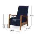 Fabric Wood Hand Manual Club Recliner Navy Blue Fabric