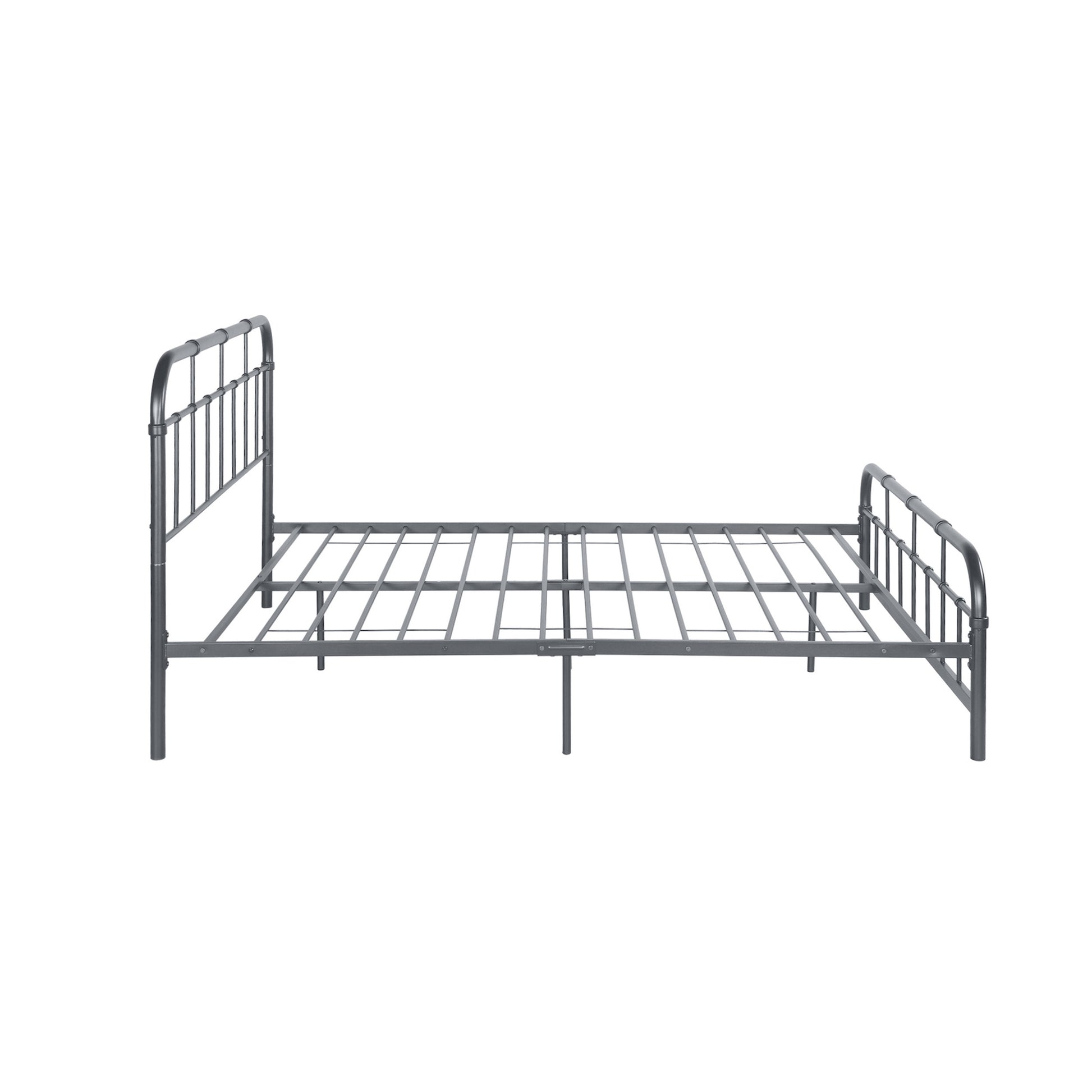 Queen Size Metal Bed Charcoal Grey Iron