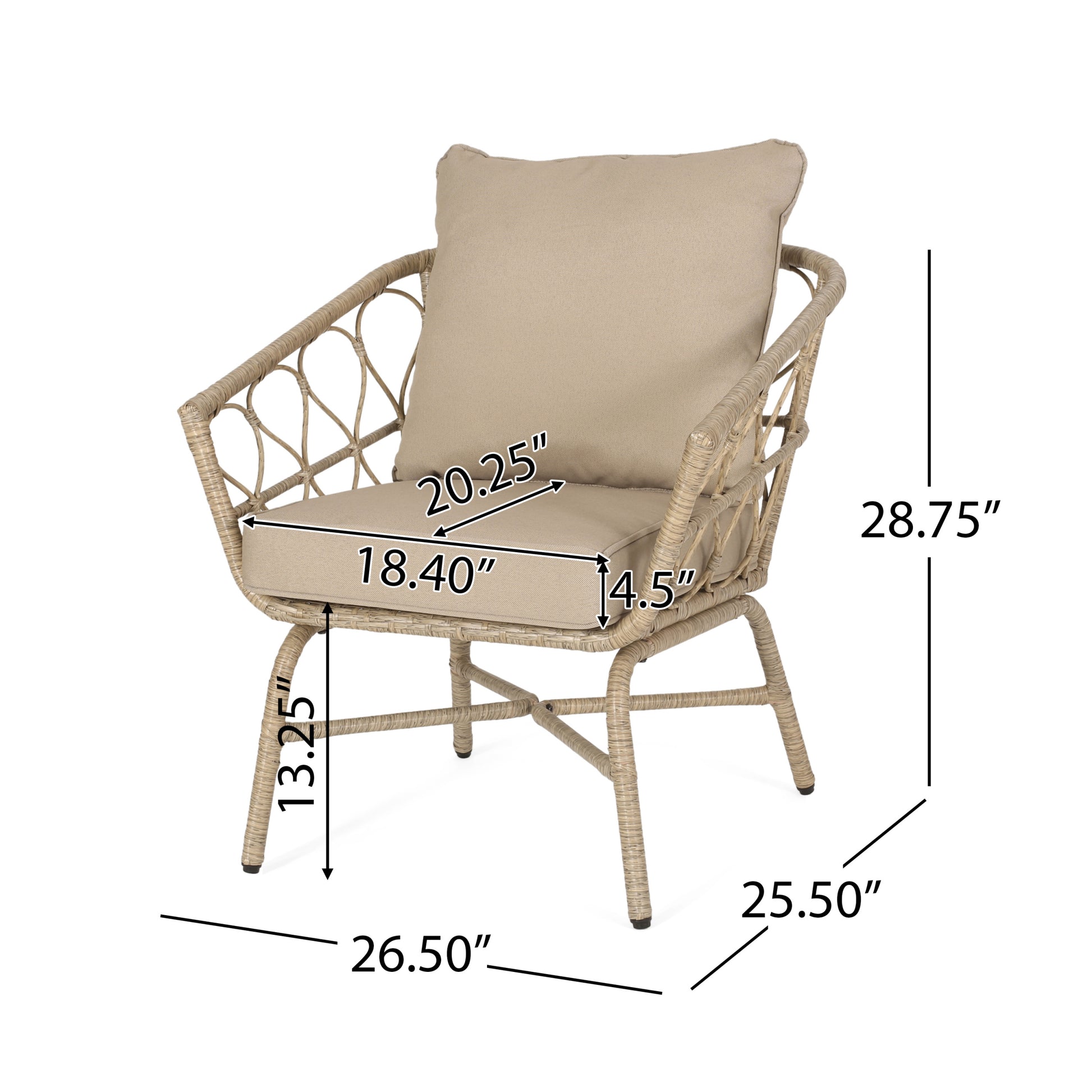 Bruce Club Chair Brown Pe Rattan Iron Waterproof Fabric