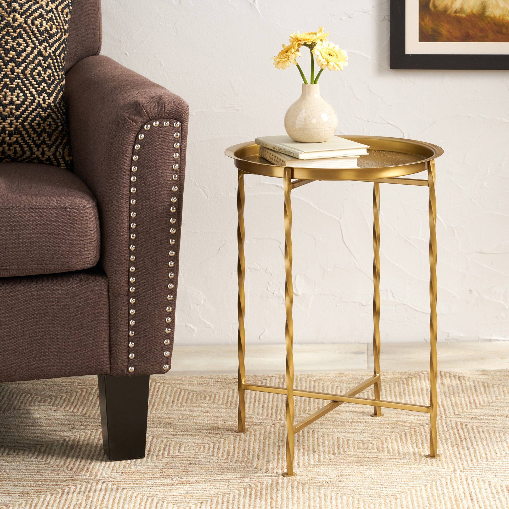 Cb Tray Table Gold Iron