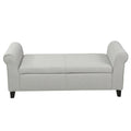 Hayes Armed Storage Bench Light Grey Fabric